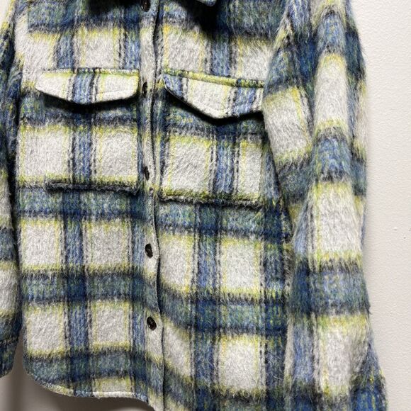 Rails Turner Plaid Oversize Shirt Jacket in Cobalt Lime Smoke women’s size XS - Picture 3 of 8